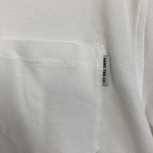 Hang Ten Polo Shirt Mens XL Classic Surf Pocket Top White Navy - Picture 5 of 13